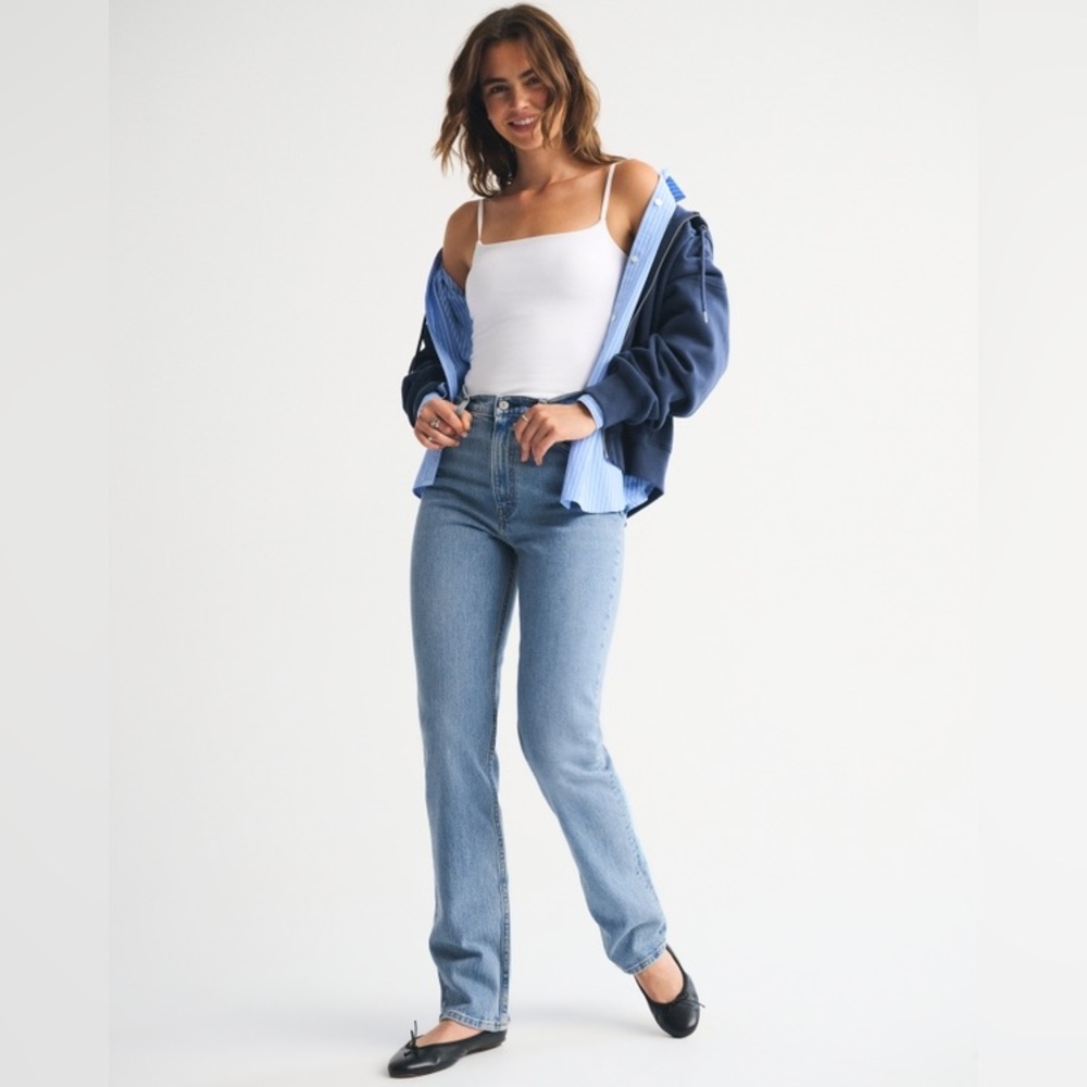 Abercrombie & Fitch The 90/ Slim Straight Ultra High Rise Jeans 31/12 Short - Picture 7 of 15